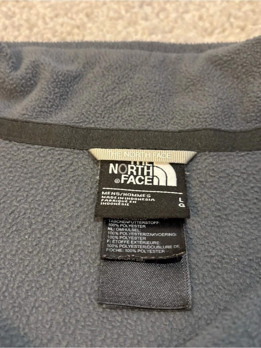 The North Face Men's Dark Gray Full-Zip Fleece Jacket with Red Logo